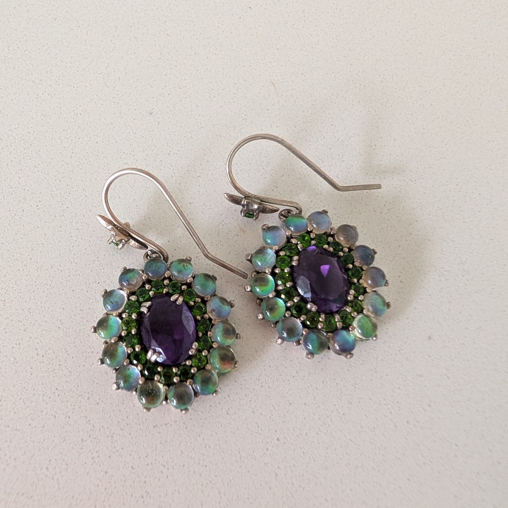 Stephen Dweck Purple and Green Gemstone Earrings